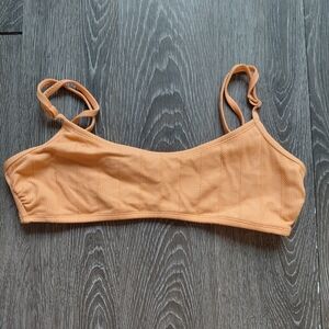 Women’s Textured Orange Bikini Top - Classic Bralette Swimwear